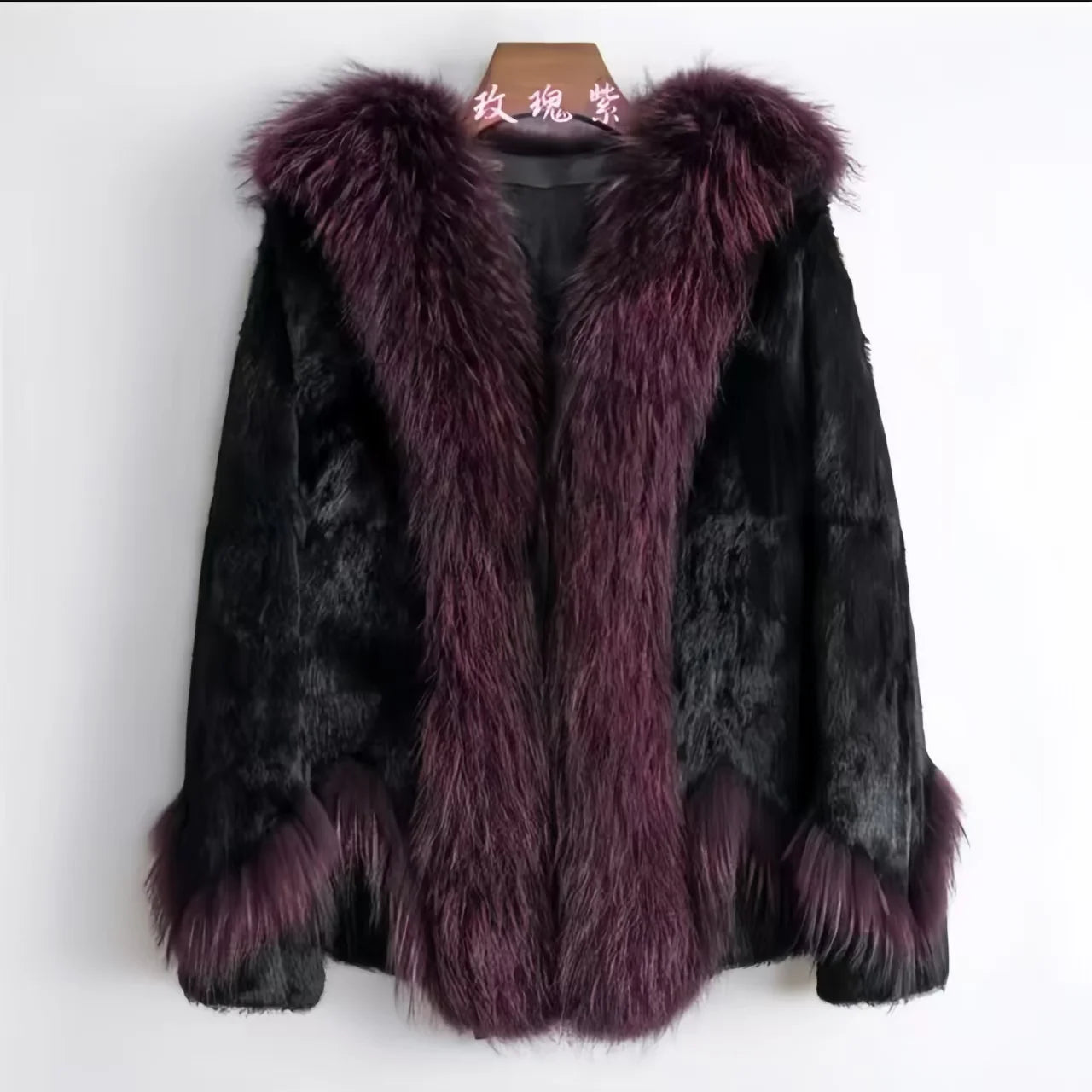Real Rex Rabbit Fur Coat Women Autumn Winter Short Jacket Thick Warm New Raccoon Dog Fur Collar Elegant Female Warm Outerwear