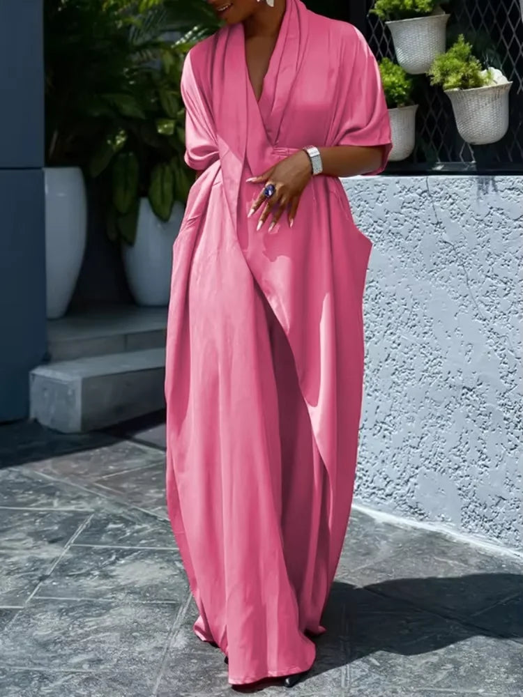 Gymystars Fashion Solid Color Shirt Dress V-Neck Party Dresses Loose Asymmetric Loose V-Neck Summer Chic Bohemian Travel Dresses