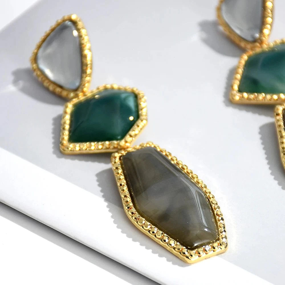 Vintage Bohemian Beads Drop Earrings For Women Turquoise Resin Hanging Earrings for Girls Party Ear Jewelry Gifts