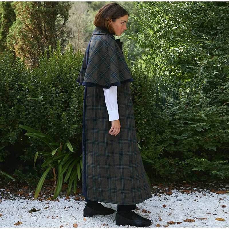 Double Breasted Women's Woolen Cape Overcoat Elegant Short Sleeve Oversize Female Coat 2025 Autumn Winter New Lady Stretwears