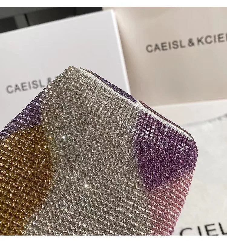 Luxury Designer Women's Handbag Crystal Shiny Rhinestones Diamond Evening Bag Wedding Party Clutch Purse Shoulder Crossbody Bag
