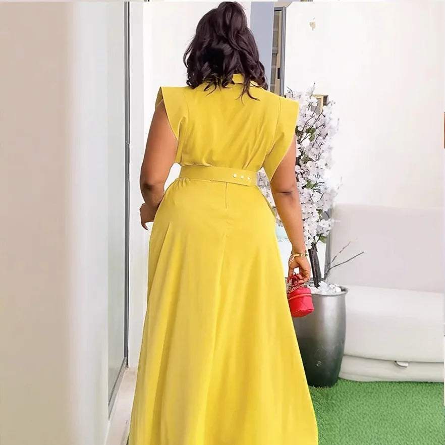 CM.YAYA Women's Set OL Sleeveless Shirt + Cargo Split Long Skirts Suit 2025 Summer Party Evening Street Two 2 Piece Set Outfits