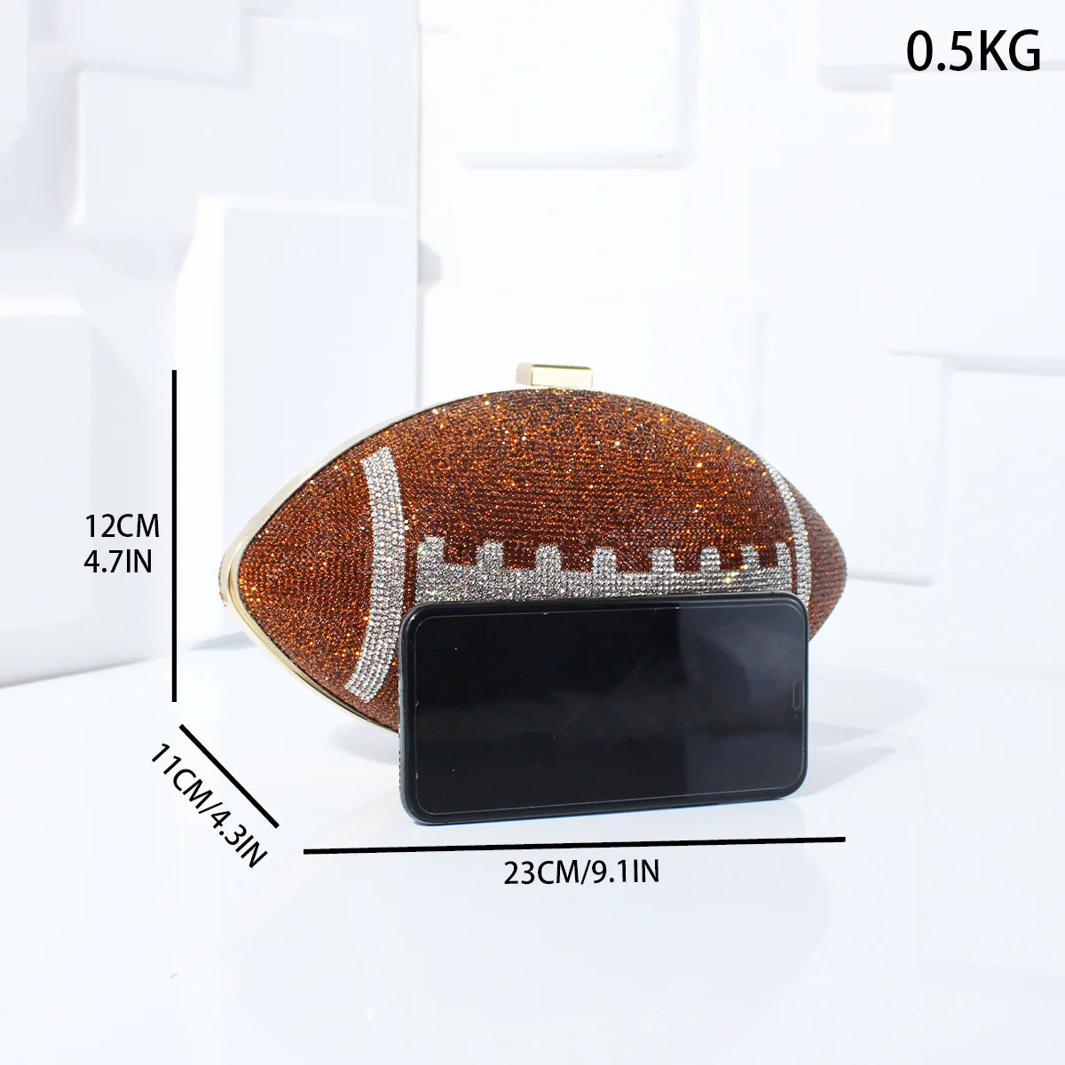 Football-Shaped Evening Minaudière - Exquisite High-End Banquet Purse for Dance Events Versatile Shoulder Messenger Bag