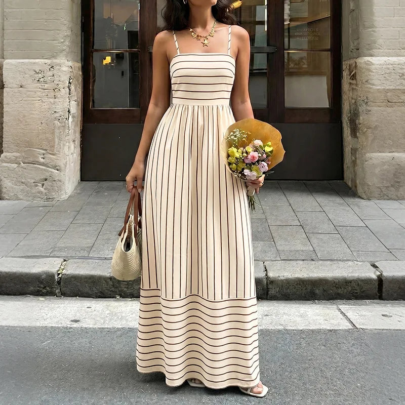Elegant Backless Square Collar Maxi Dress for Women