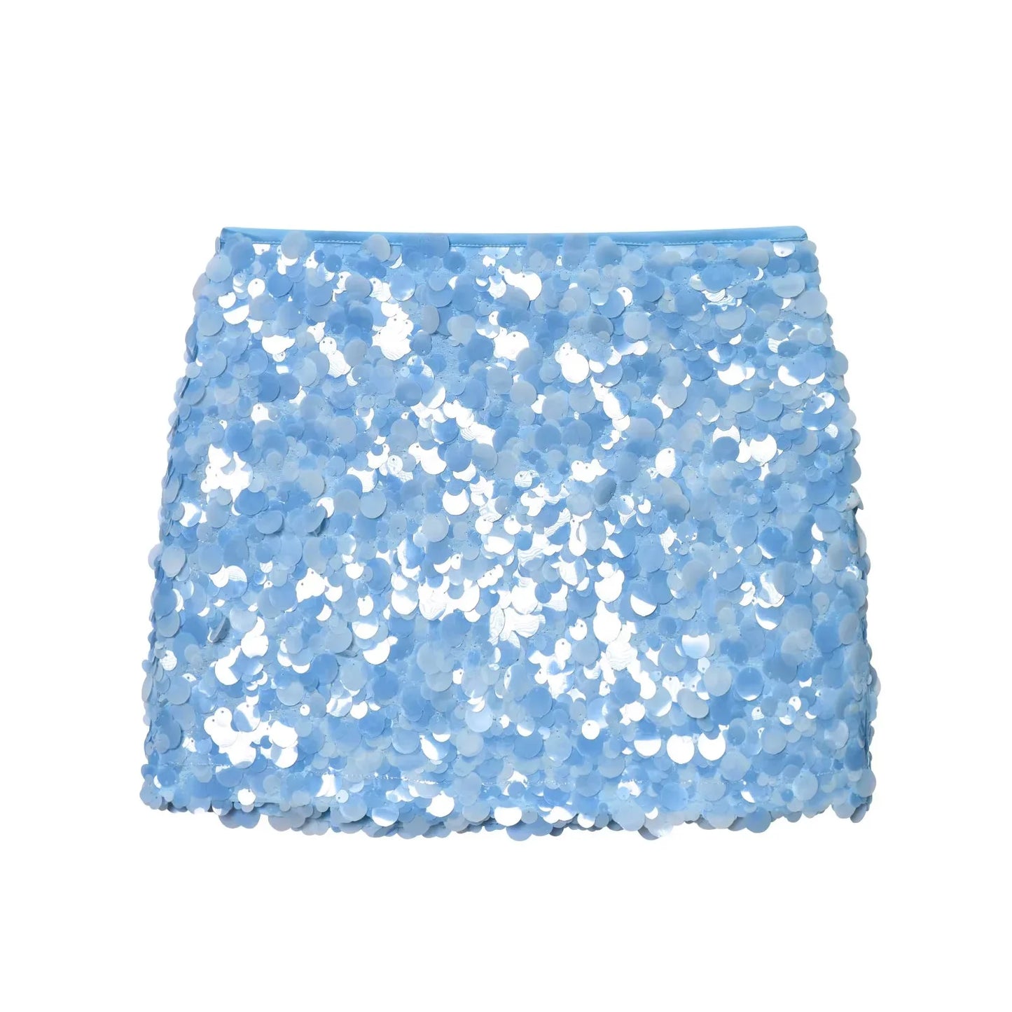 TRAFZA 2025 Spring Summer Sexy Butter Yellow Women Skirts Fashion Streetwear Beading Solid Straight Chic Ladies Mini Skirts