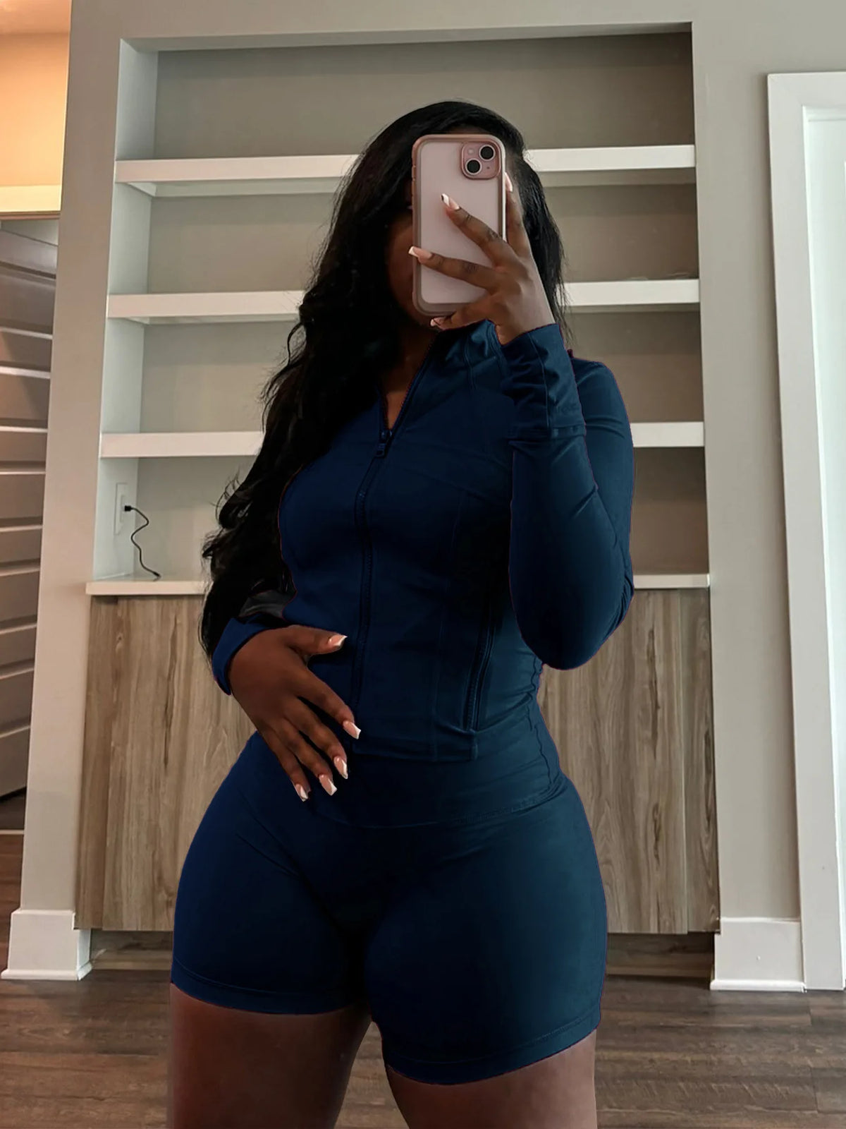 Slim Fit Sporty Two Piece Shorts Matching Set for Women