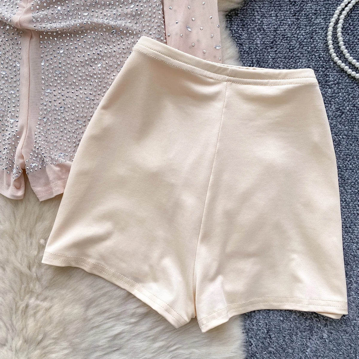 Sheer Long Sleeve Zipper Mesh Romper With Shorts for Women