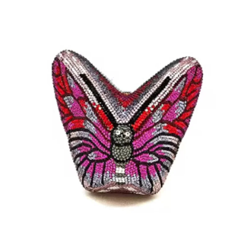 XIYUAN Butterfly Shaped Crystal Evening Bags Women Luxury Sparkling Rhinestone Clutch Purse Wedding Party Bridal Handbag Diamond
