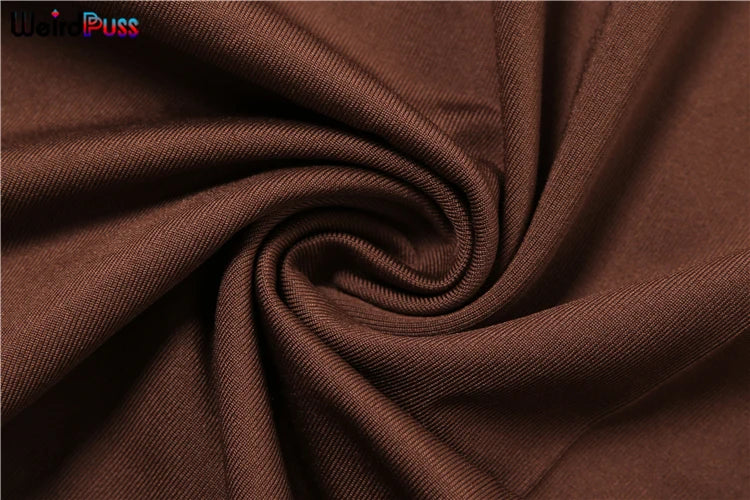 Weird Puss Pleats Elegant 2 Piece Set Women Sexy Low Neck Sleeveless Crop Tops+Irregular Waist Tassel Straight pants Solid Suit