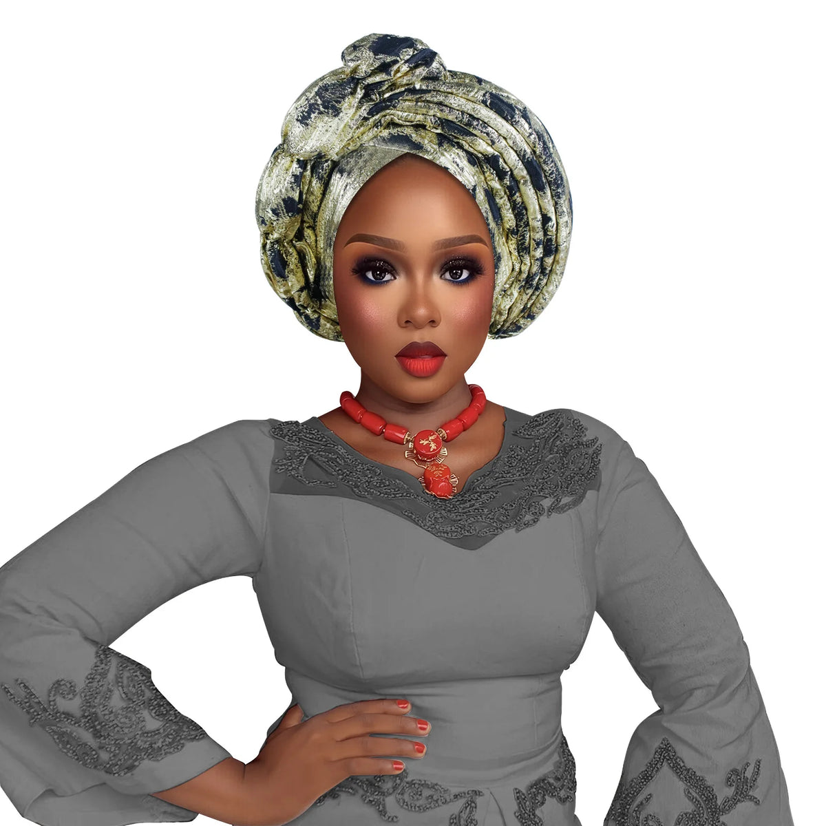 African Wedding Gele Turban Head Wrap Hat for Women