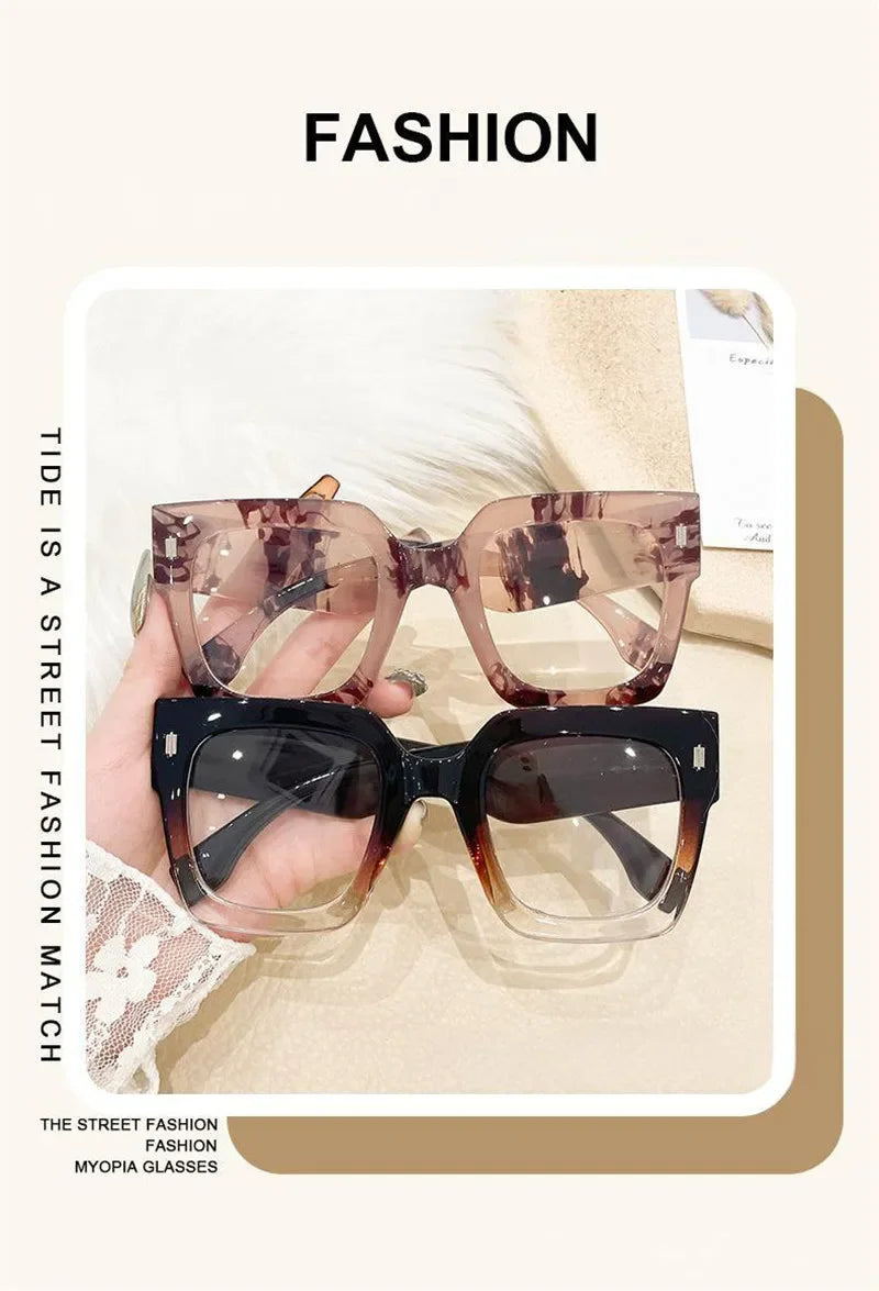 Oversized Transparent Computer Glasses Frame Anti Blue Light Blocking Glasses Large Frame Black Leopard Glasses Clear Lenses