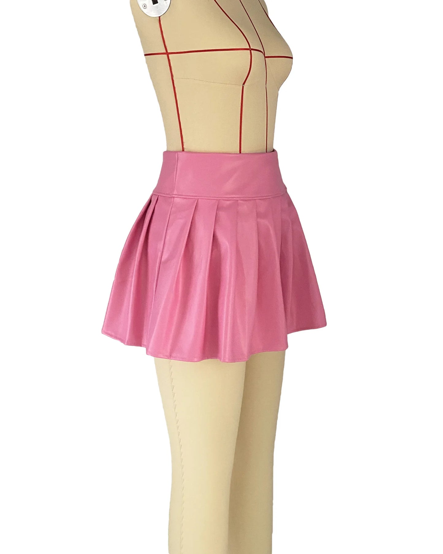 CM.YAYA 2024 Summer Women PU Leather Sexy Pleated Mini Skirt Street Sute Girl Holiday basic Zipper Night Party Club Skirts