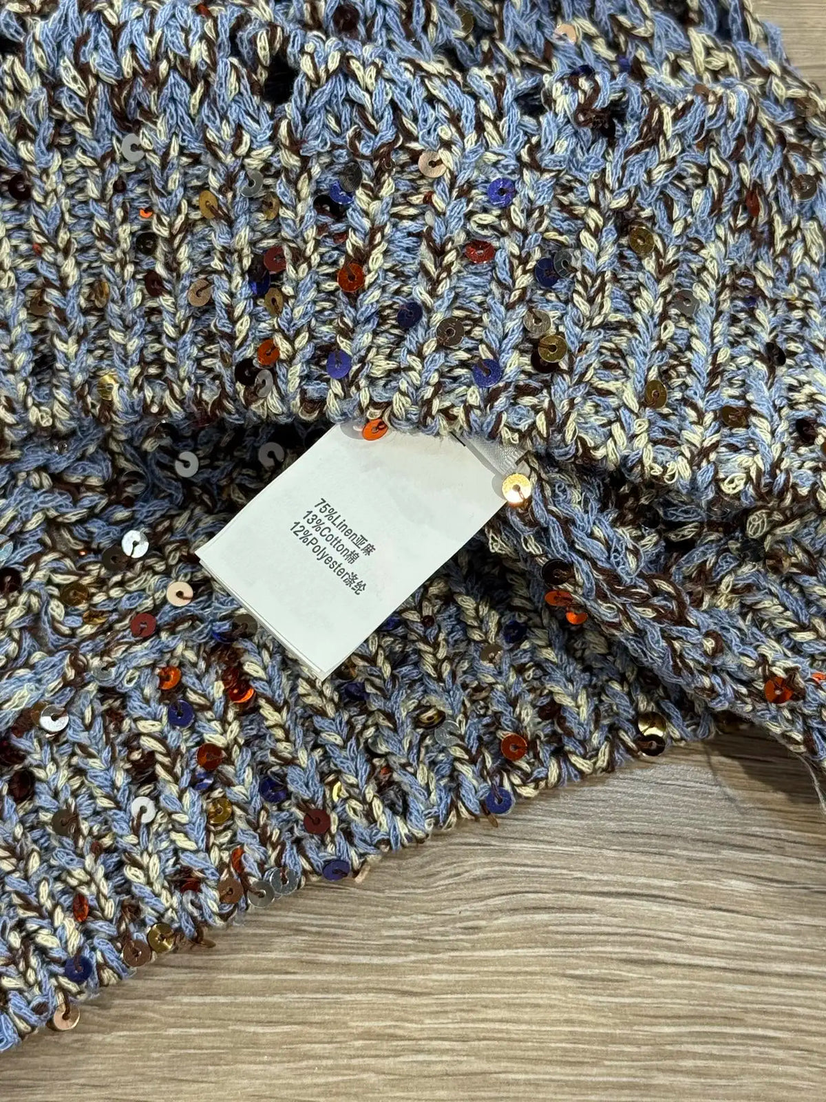 Embellished Diamond Sequin Lightweight Knit Sweater For Women
