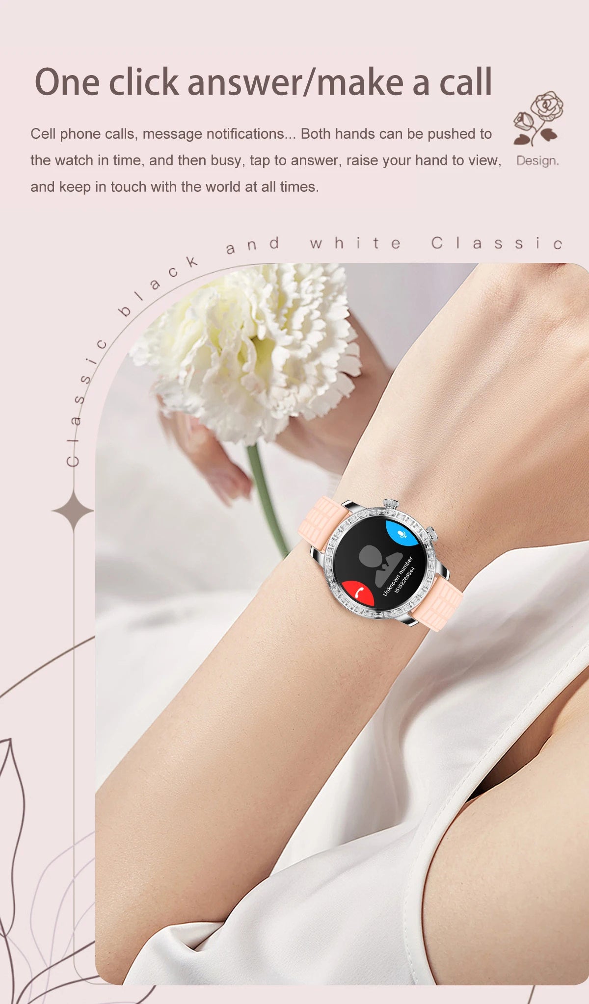 Z95 Mini Women Smart Watch 1.3inch AMOLED Large Screen Bluetooth Call Fashion Lady Wristwatch Sport Fitness Tracker Smartwatch