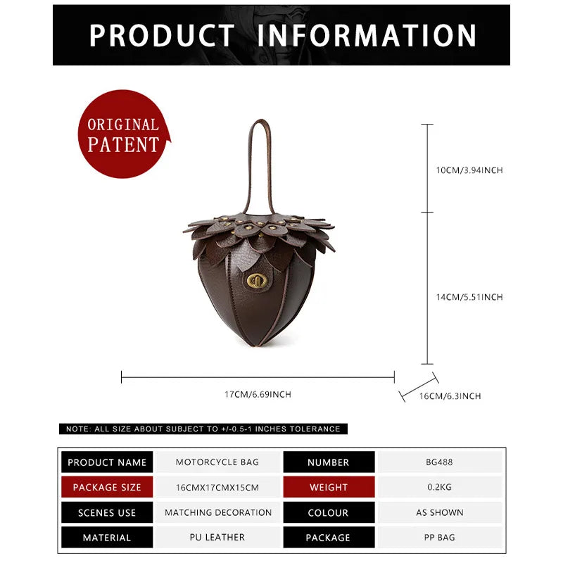 Pine Cone Shaped Retro Coin Purse Creative Small Wrist Bag Pu Leather Mini Waist Bag Exquisite Unisex Fashion Handmade Wallet