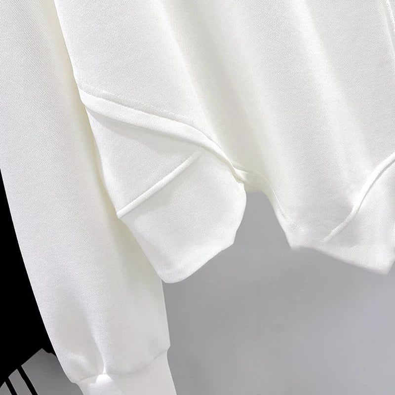 Korean fashion solid color hoodless sweatshirt women's spring and autumn new temperament loose thin niche design short top