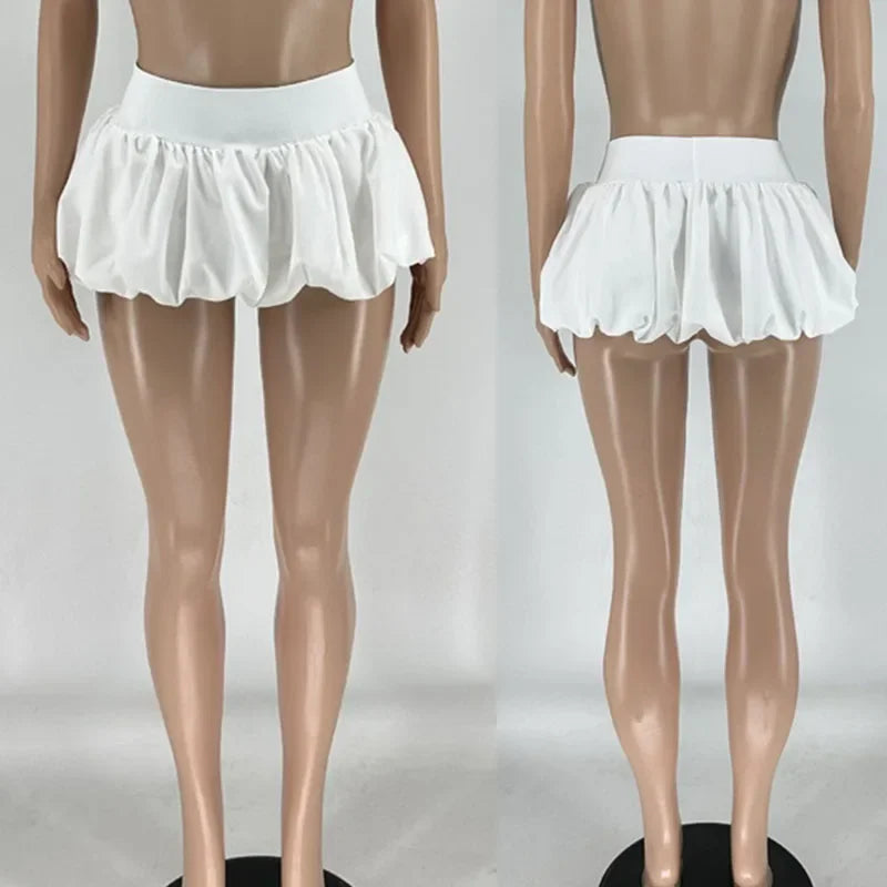 Sexy Pleated Bubble Skirt for Women High Waist Solid Lolita Micro Skirt Preppy Harajuku Y2K Clothes Cute Mini Skirts Birthday