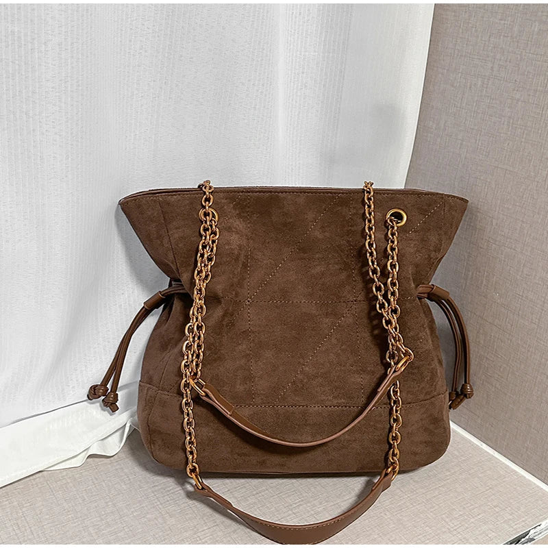 Brand Diamond-shaped Underarm Bag New Women Luxury Retro Fashion Versatile Drawstring Chain Bag Textured Hardware Shoulder Bag