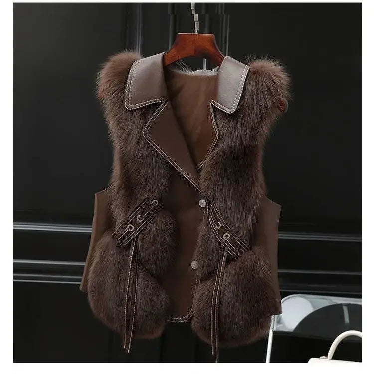 Fur Coat Women's Vest 2025 Autumn and Winter New Jacket Short Outerwear Lady Clothing