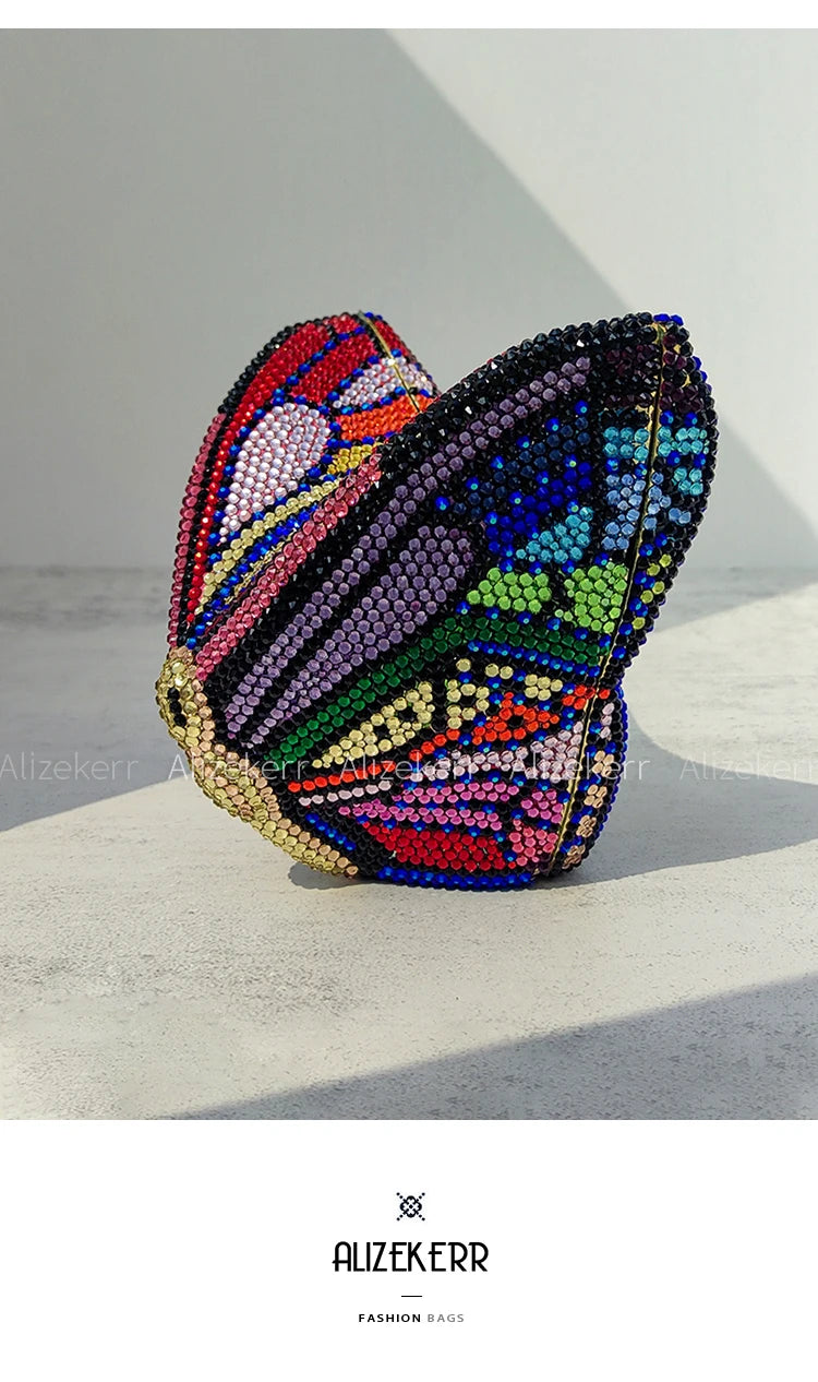 Alizekerr Butterfly Diamond Evening Bags Women 2025 Luxury Designer Gorgeous Rhinestone Clutch Purses And Handbags Wedding Party