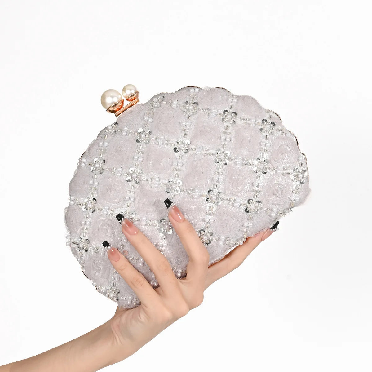 Floral Rose Hard Shell Evening Clutch Bag for Women