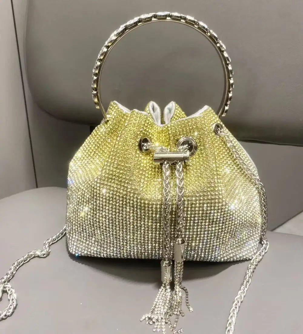 Luxury Designer Women's Handbag Crystal Shiny Rhinestones Diamond Evening Bag Wedding Party Clutch Purse Shoulder Crossbody Bag