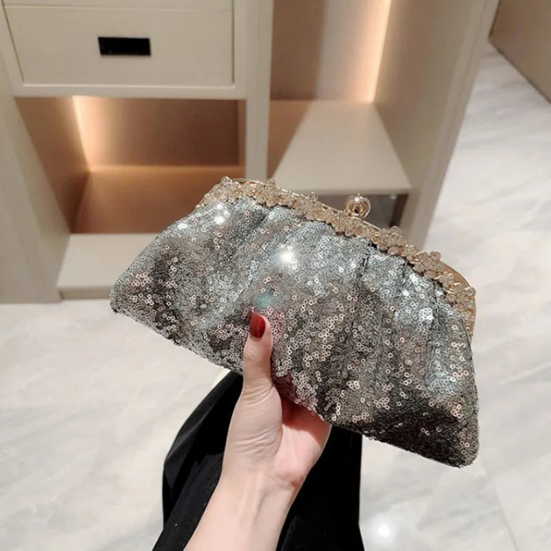 Dark Blue Clutch Bag Women Bling Sequin Purses and Handbag Diamonds Women's Wallet Chain Shoulder Female Party Clutch Z246