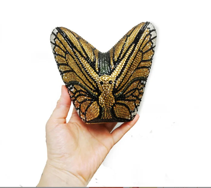 XIYUAN Butterfly Shaped Crystal Evening Bags Women Luxury Sparkling Rhinestone Clutch Purse Wedding Party Bridal Handbag Diamond