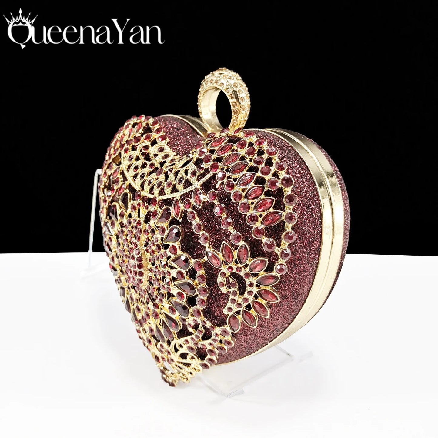 Italian Design Metal Rhinestone Decoration Ladies Evening Clutch Bag love Small Bag Chain Sky Blue Color Bag