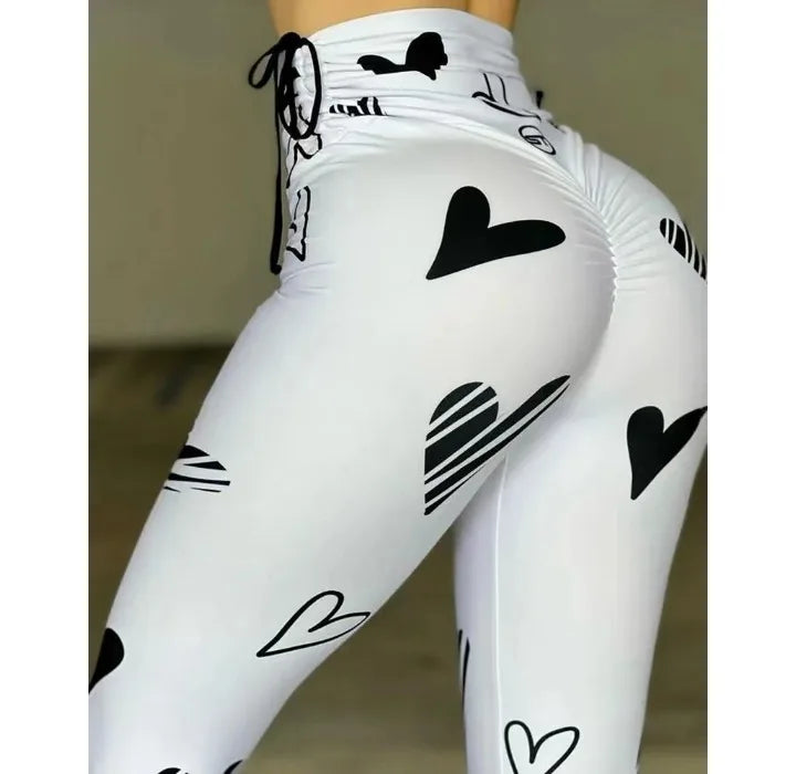 Woman Fashion Tights Pants Summer 2024 New Drawstring Printed Yoga Exercise Hip Lifting Fitness Leggings Trousers for Female