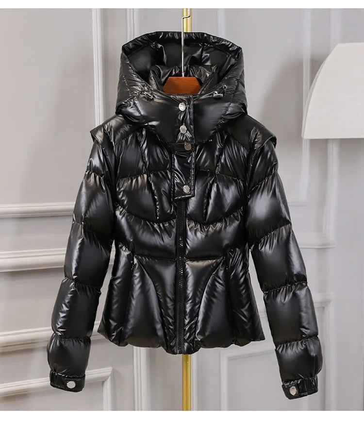 Glossy Hooded Down Jacket