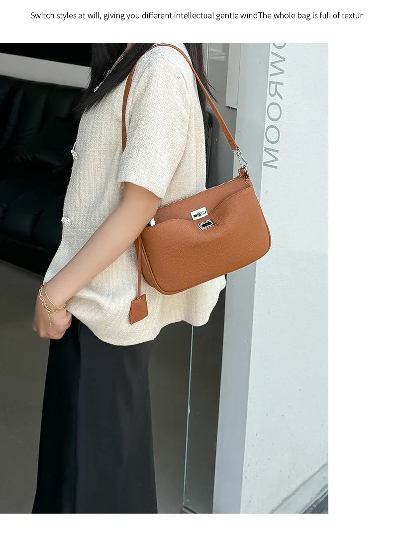 Women Cow Real Leather Shoulder Bags Ladies Natural Cowhide Fashion Retro Handbags Female Designer Luxury Crossbody Bag for Lady