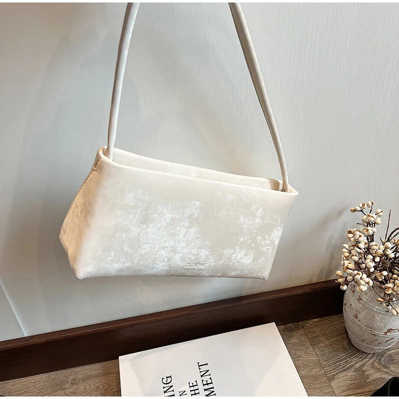 Retro Texture Design Underarm Bag Solid Color Simple Advanced Versatile Ladies Handbag Elegant Fashion Exquisite Shoulder Bag