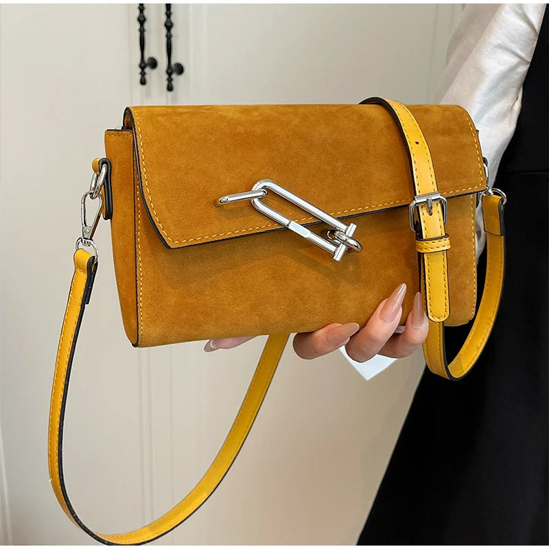 Retro Frosted New Shoulder Bag Women Autumn And Winter Suede High-end Fashion Women's Wallet Versatile Texture Small Square Bag