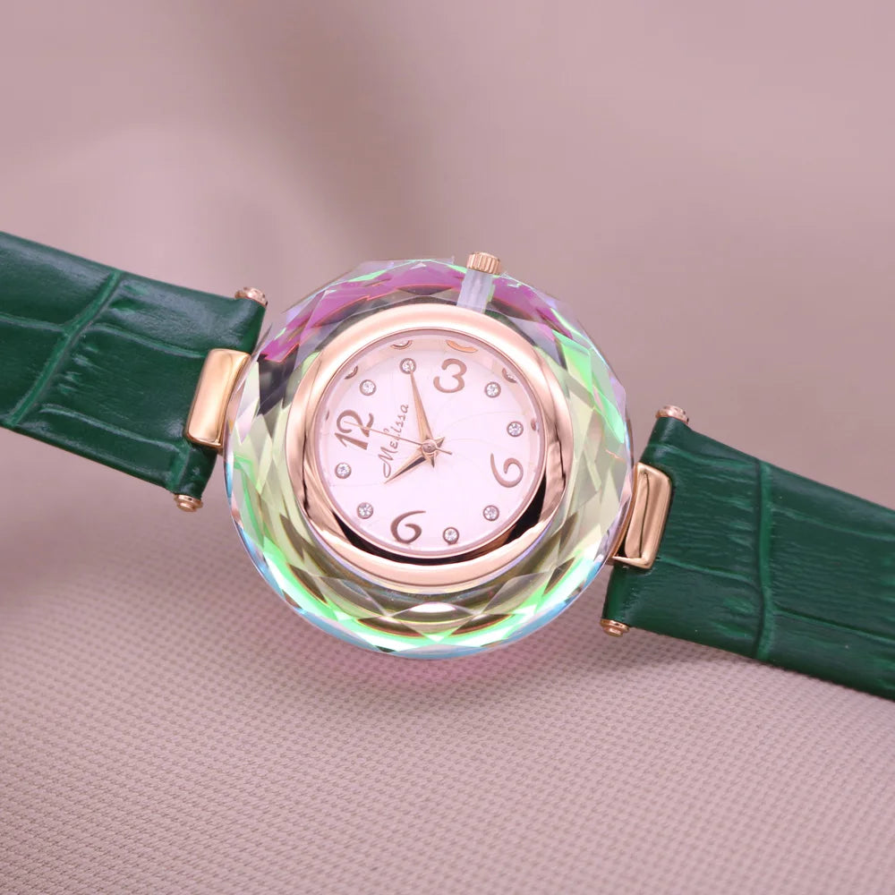 Top Luxury Crystal Melissa Lady Women's Watch Elegant Rhinestone Fashion Hours Dress Bracelet Clock Girl Birthday Gift Box
