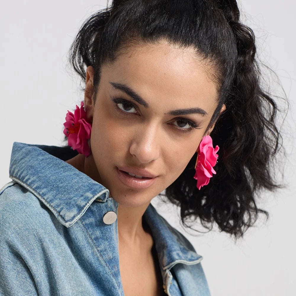 Exaggerated Ethnic Handmade Flower Drop Earrings Bohemian Acrylic Lovely Earrings High Quality Statement Female Jewelry