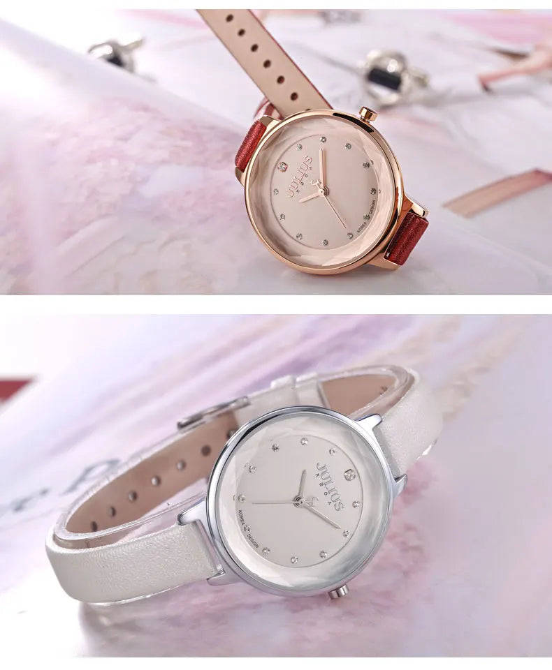 Thin Lady Women's Watch Fine Fashion Luxury Style Hours Dress Bracelet Leather Classic Girl Birthday Gift Julius No Box