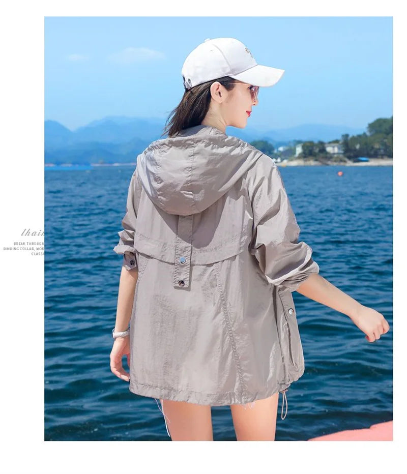 Women's Jacket With Hooded Sun Protection Clothing Women's Summer Thin Coat 2023 New Anti-Ultraviolet Breathable Shirt size 4XL