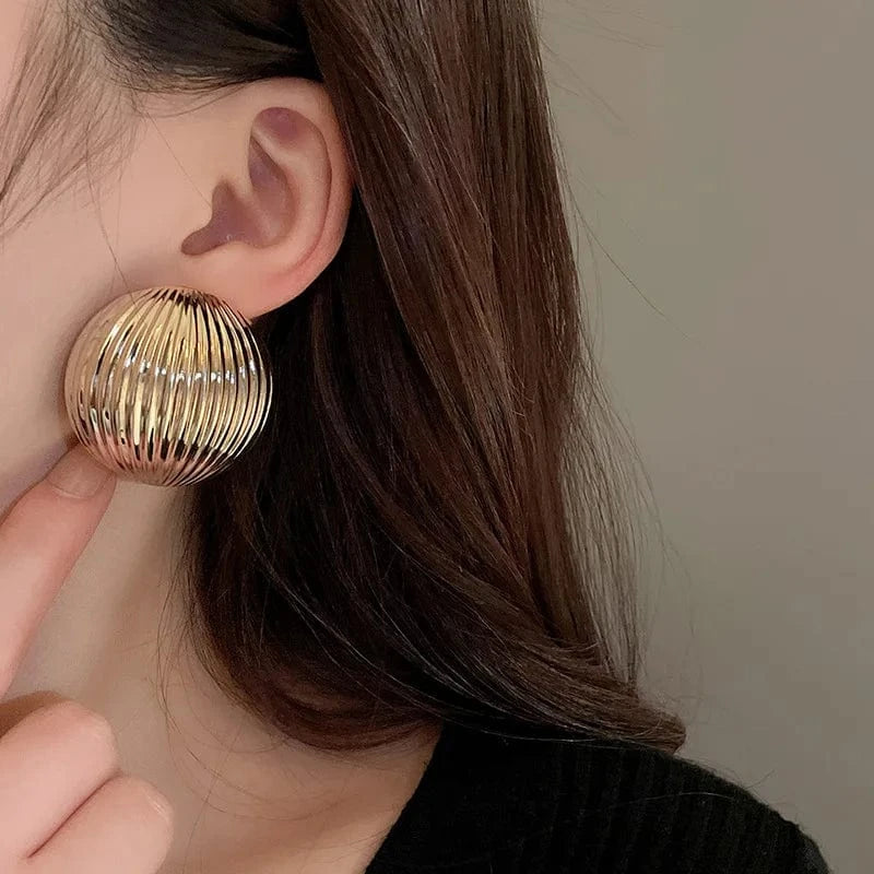 Metal Round Earrings Exaggerated Fashionable Style Geometric Jewelry Wholesale Girl