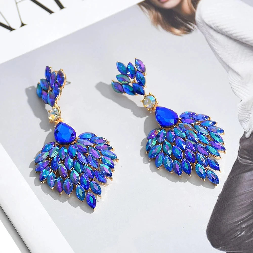 Hot-Sell High Quality Colorful Rhinestone Drop Earrings For Women Girls Party Wedding Crystal Accessories Jewelry Wholesale