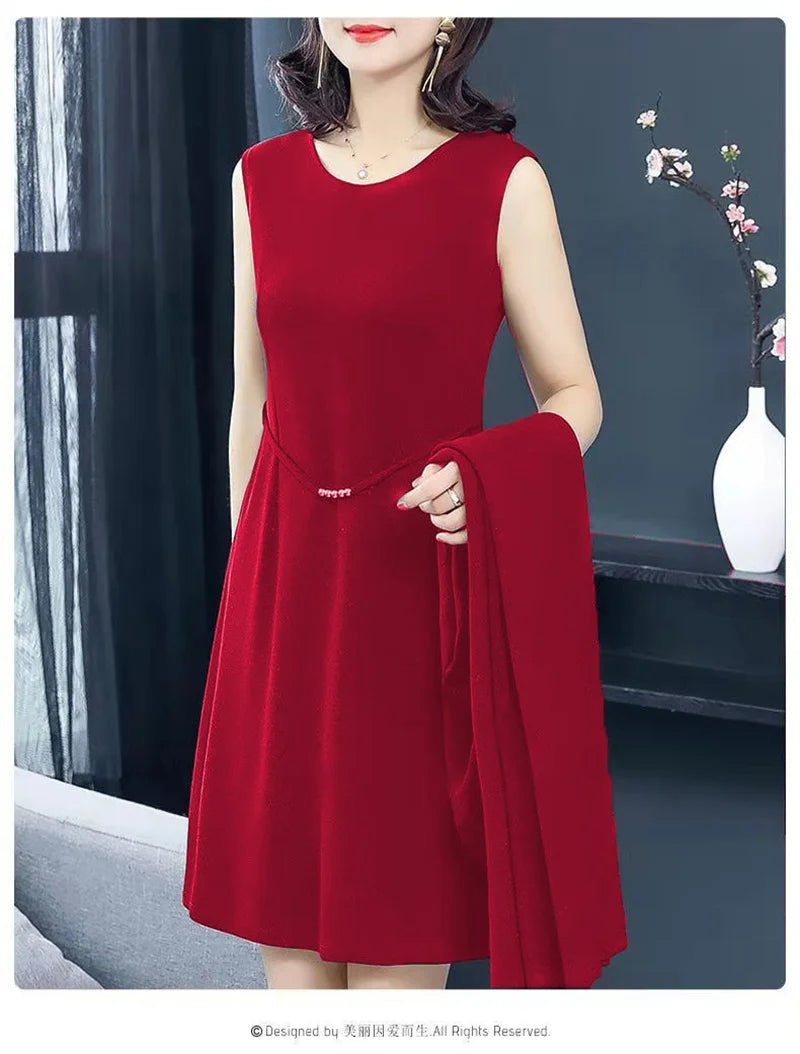 Single/Two-piece Suit Female Middle-Aged Elderly Temperament Mother Dress Suits New Autumn Windbreaker Coat Female Elegant Dress