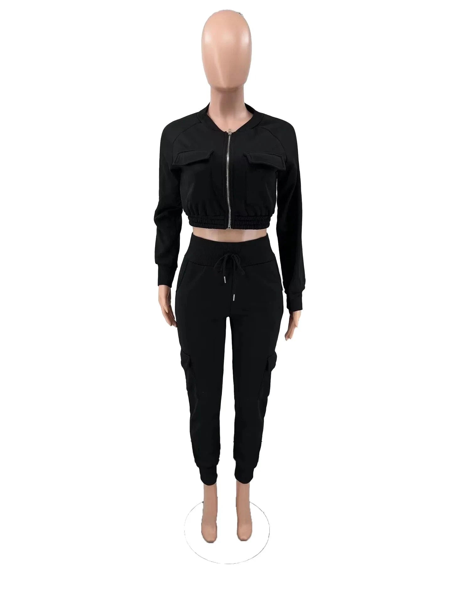 Winter Autumn Cargo Pants Outfit Set Sexy Women Two Pieces Elegant Club Matching Set Lady Casual Tracksuit