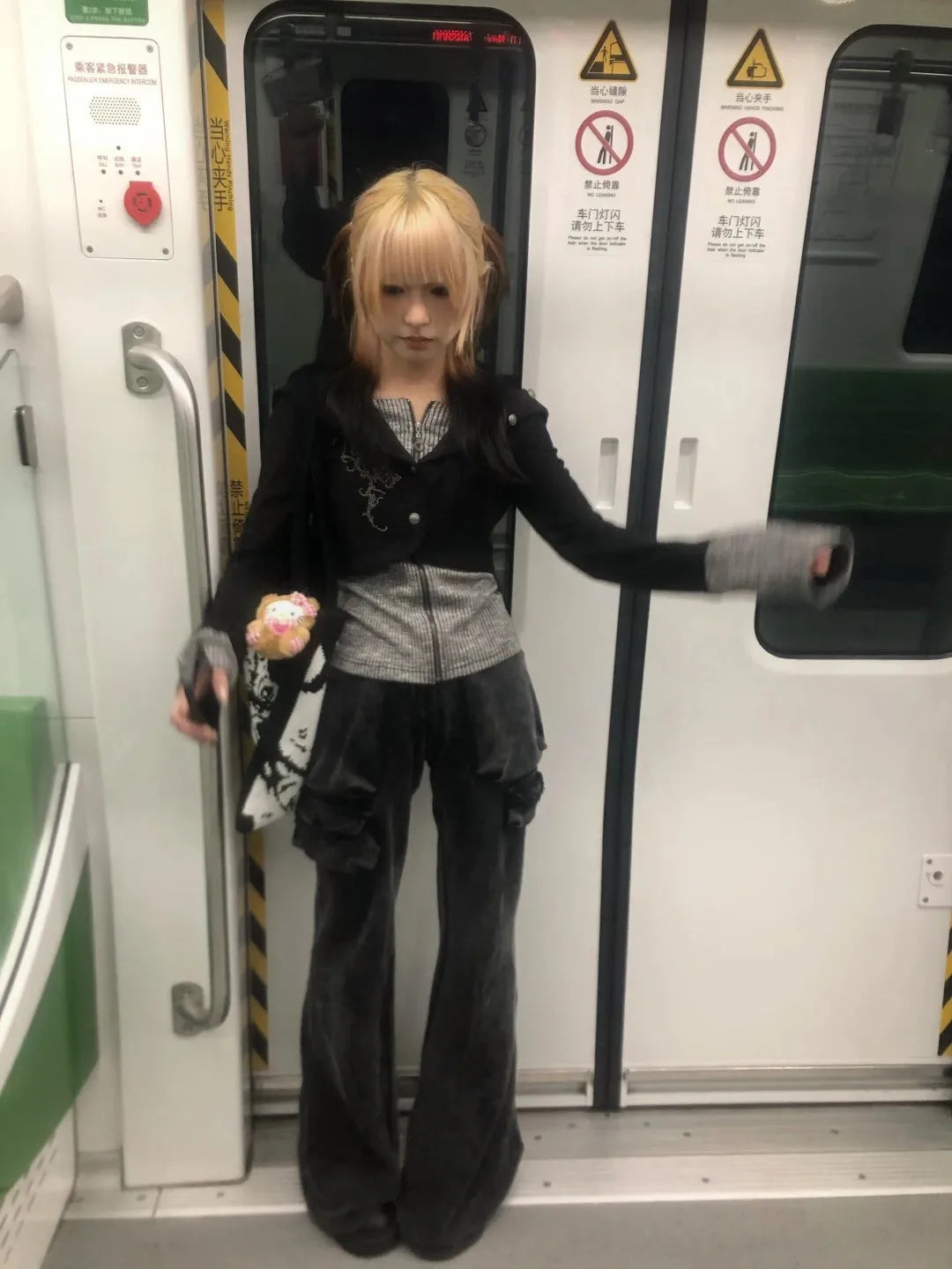 Karrram Japanese Y2k Fake Two-piece Knitted Tops Trashy 2000s Hooded Jacket Vintage Harajuku Knitwear Grunge Aesthetics American