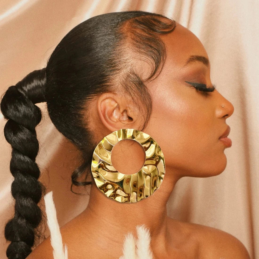 Fashion Jewelry Big Gold Color Round Geometric Earrings Dangle Drop Earrings For Women African Wedding Party Gifts