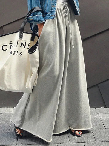 Beautyblue Gray Wide Leg Pants Black Bottoms for Women Casual Loose Pocket Korean Harajuku Streetwear Female Outdoor Sweatpants