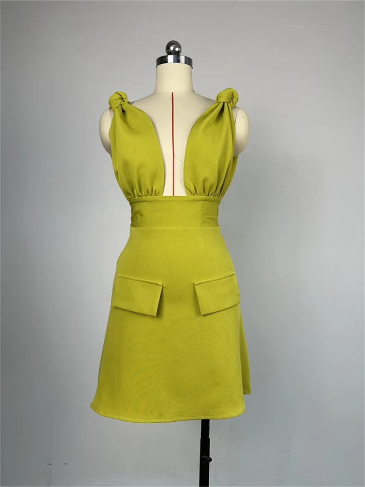 Wmstar Dresses for Women Sexy V Neck Elegant Solid Sleeveless New Summer Fashion Mini Dresses Women Wholesale Dropshipping 2024