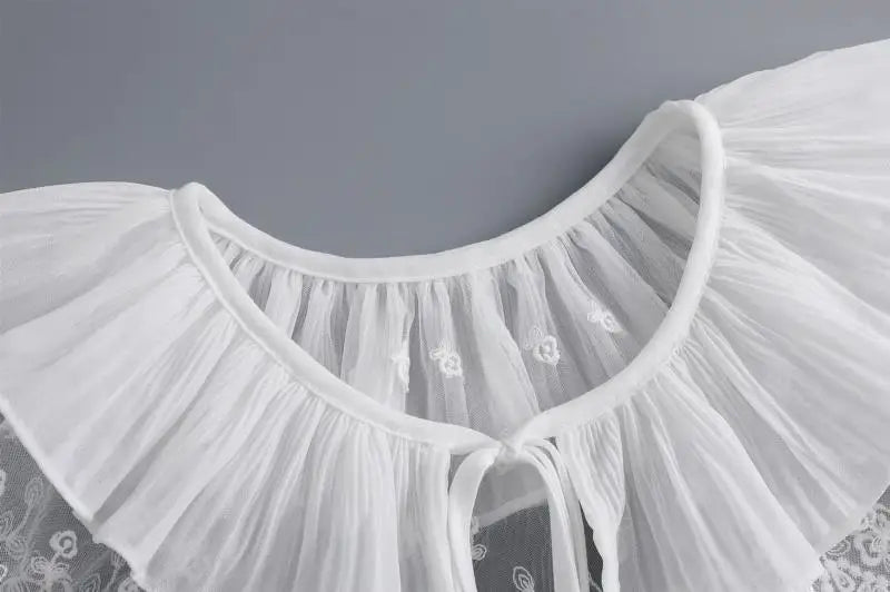 Removable Lace Doll Fake Collar Women Tie Ladies White Shawl Wrap Detachable Embroidered Lapel False Collar Clothes Accessory