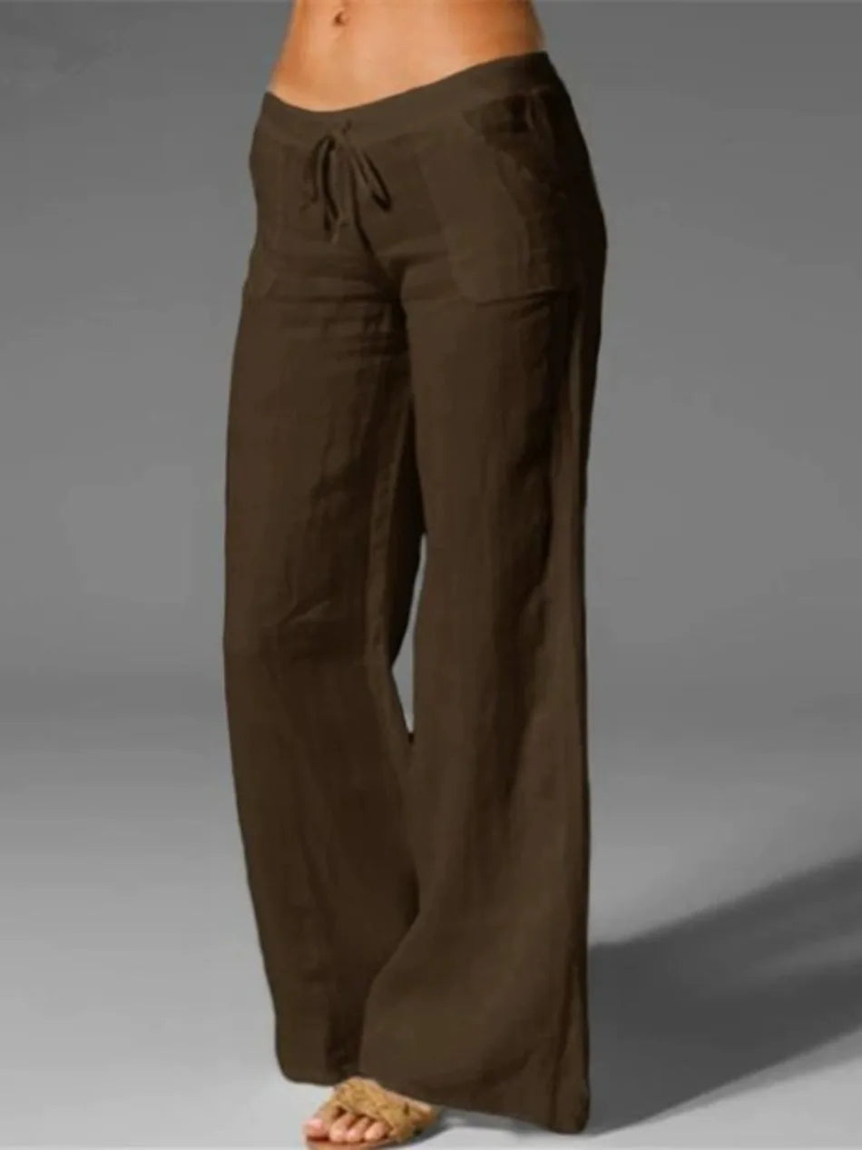 Summer Women's Cotton Pants Gray High Waisted Harem Loose Soft Elastic Waist White Pants Blue Casual Trousers for Female clothin