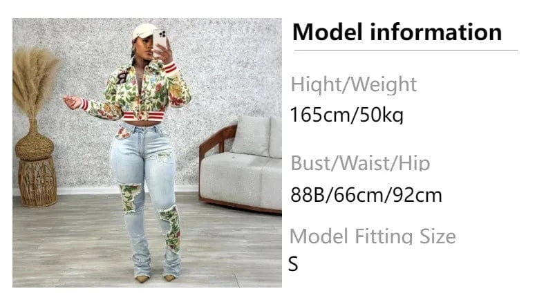 Streetwear Floral Print Short Jacket Sexy Women Turn Down Collar Elegant High Street Club Coat Outerwear