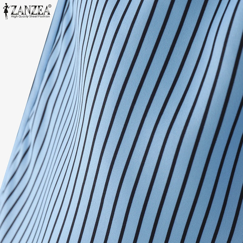 ZANZEA Woman Fashion Striped Shorts 2025 Summer Lightweight Elastic Waist Lace-Up Short Trousers Casual Loose Day Wear Bottoms